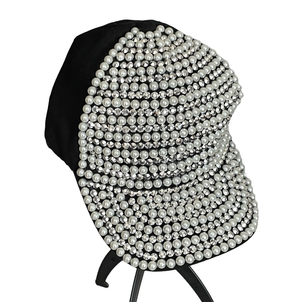 Somethings Special Pearl Embellished Black Cap